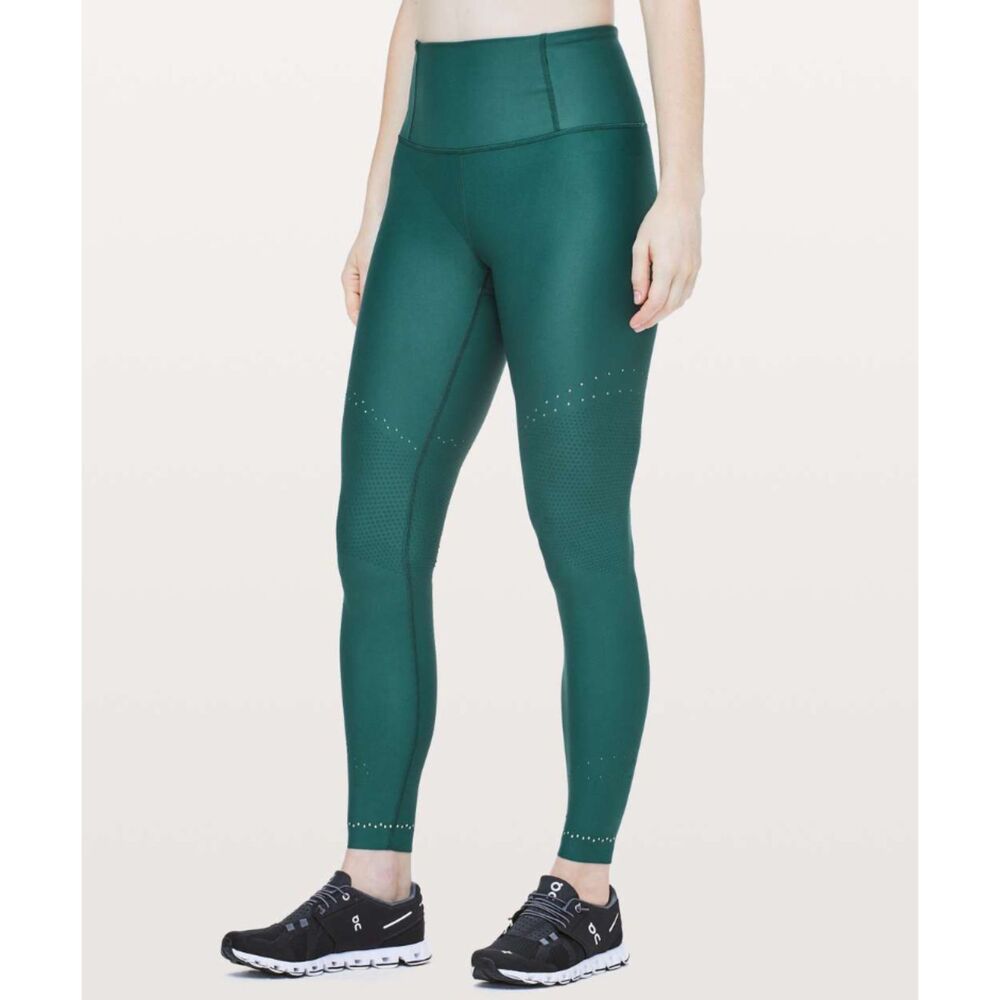 Lululemon Zoned In Tight Legging *27" Women's Sz 4 Green Jasper Run Gym Workout